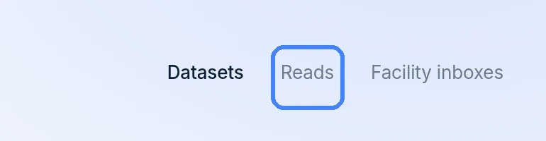 Reads outlined between Datasets and Facility inboxes